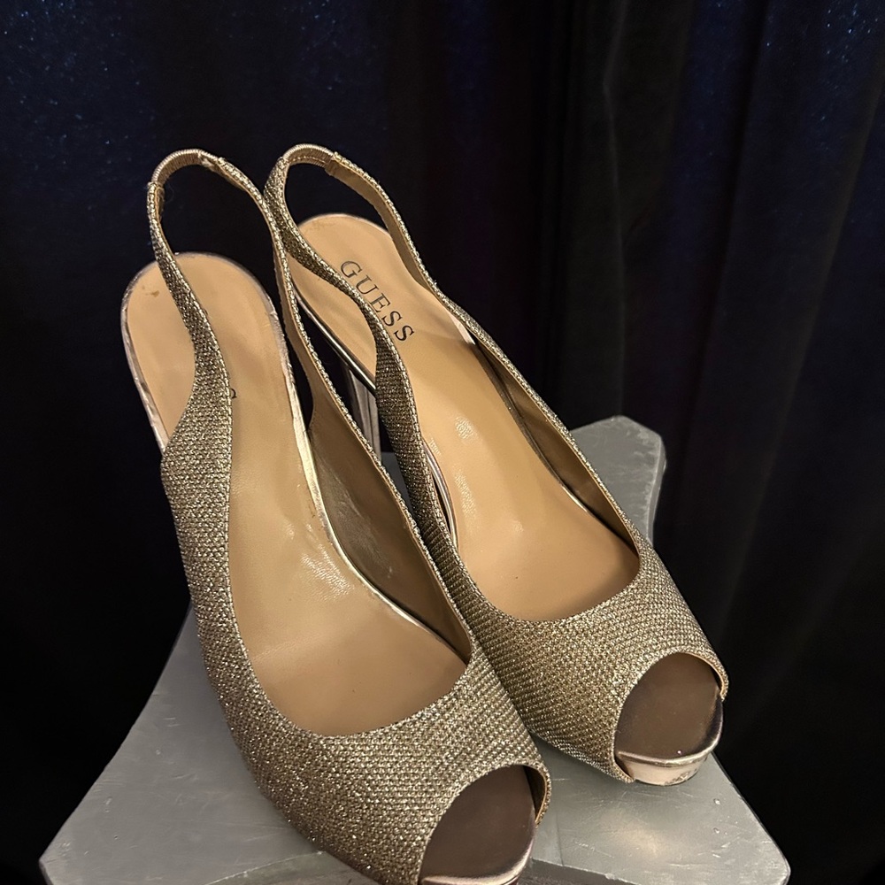 Guess Shimmering Gold Slingback Heels